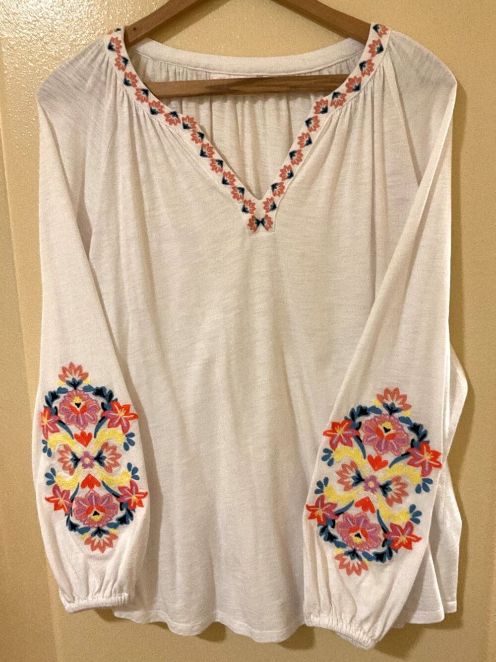 Kim Gravel - Boho Belle - Slub Knit Floral Embroidered Neckline/Sleeves 1X